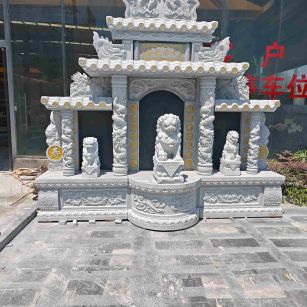 清远芝麻白中国黑石材套墓 花岗岩墓碑